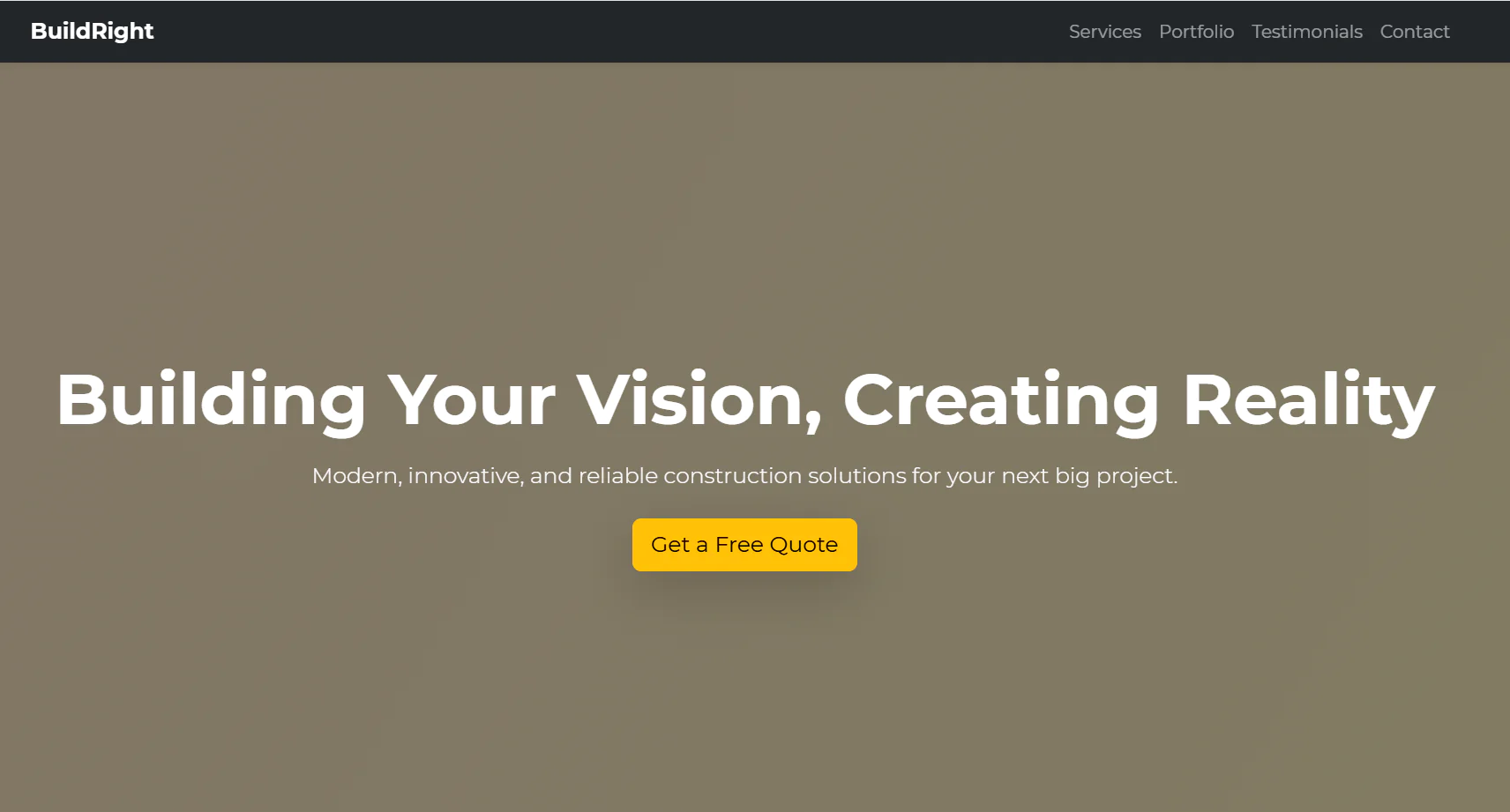 Basic Construction Company Landing Page